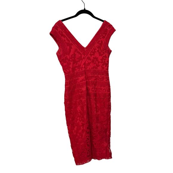 Tadashi Shoji Red Lace Embroidered Caria Cocktail Mini Dress Size 6 - Picture 5 of 8